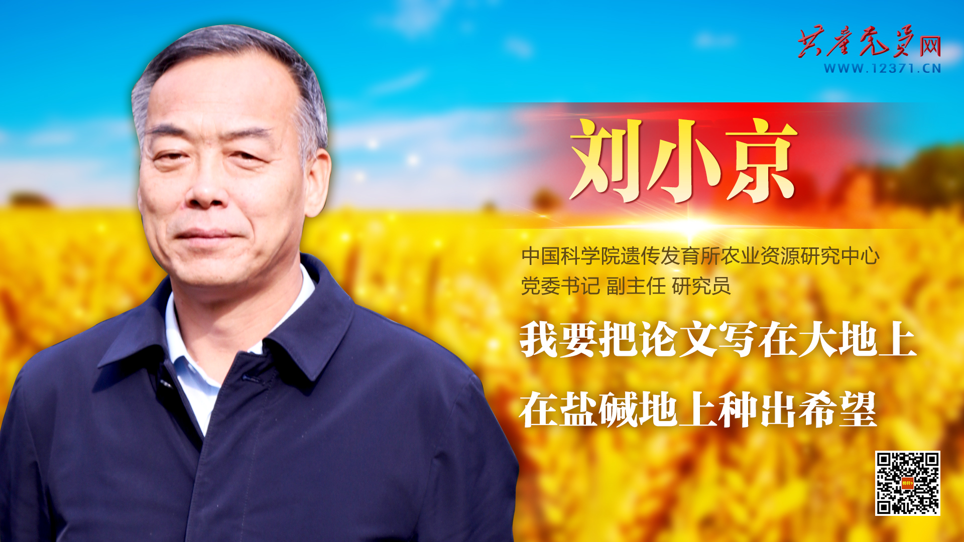 《榜样9》|刘小京:我要把论文写在大地上 在盐碱地上种出希望-凤翔区党建网